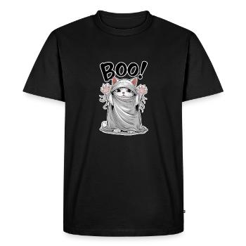 chat fantome - halloween chaton mignon - T-shirt Premium bio Homme - noir - Devant - Nico (187cm)