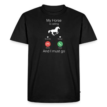 My Horse is Calling Horse Pony Rider Rider - Men's Premium Organic T-Shirt - black - Front - Nico (187cm)