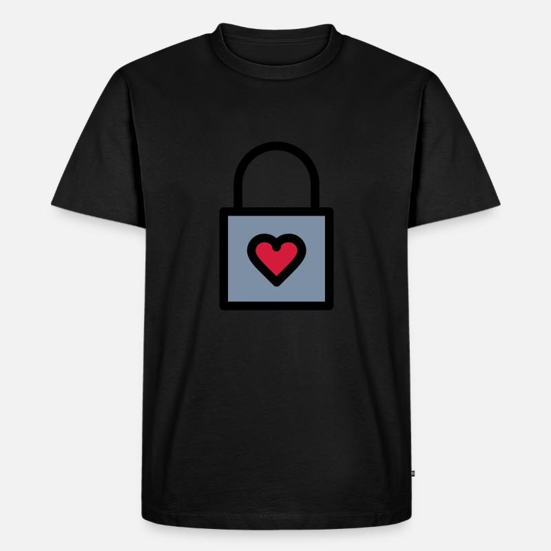 Vorhängeschloss, Liebesschloss - Männer Premium Bio T-Shirt - Schwarz