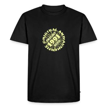 1991 DesignProduct ColorPrint AreasDesign Size52% - Men's Premium Organic T-Shirt - black - Front - Nico (187cm)