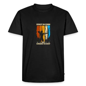 Tirer Flèche Arc Archer Tir à l’arc - T-shirt Premium bio Homme - noir - Devant - Nico (187cm)