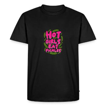 Les filles chaudes mangent des cornichons Drôle d’amateur de concombre de concombre - T-shirt Premium bio Homme - noir - Devant - Nico (187cm)