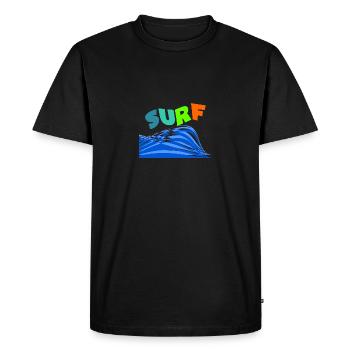 SURF. SURFEUR. SURFEUSE. SPORT. VACANCES. VOYAGE. - T-shirt Premium bio Homme - noir - Devant - Nico (187cm)