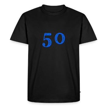 50 YEARS. 50th ANNIVERSARY. ANNIVERSARY 50 YEARS. 50 - Men's Premium Organic T-Shirt - black - Front - Nico (187cm)