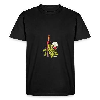 Wine Glass Grapes Wine - Men's Premium Organic T-Shirt - black - Front - Nico (187cm)