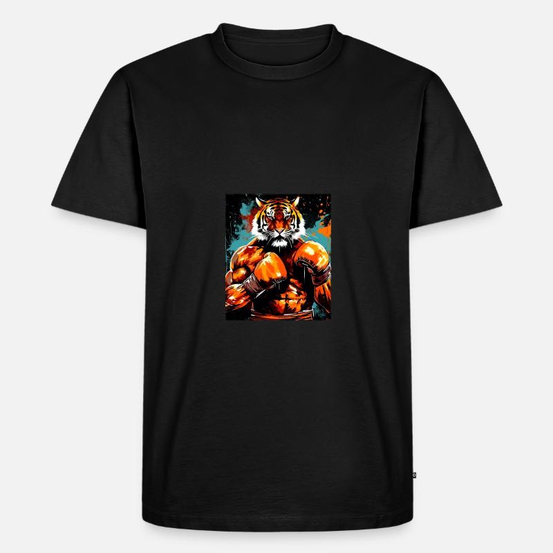 Tiger Boxer Boxen - Männer Premium Bio T-Shirt - Schwarz