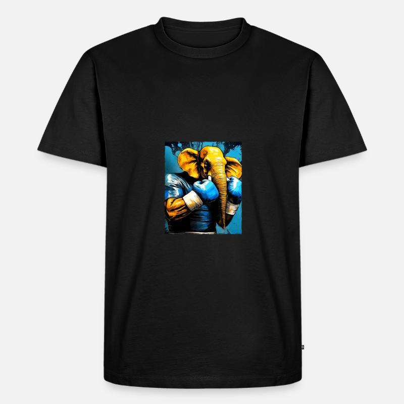 Elefant Boxer Boxen - Männer Premium Bio T-Shirt - Schwarz