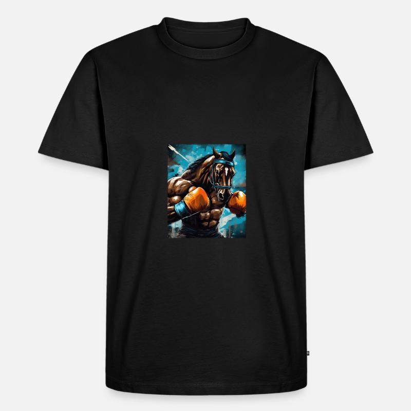 Pferd Boxer Boxen - Männer Premium Bio T-Shirt - Schwarz