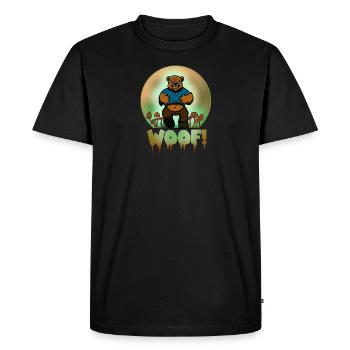 Woof Halloween Bear - Men's Premium Organic T-Shirt - black - Front - Nico (187cm)