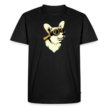 Pilot Corgi Dog Gift Welsh Corgi - Men's Premium Organic T-Shirt - black - Front - Nico (187cm)