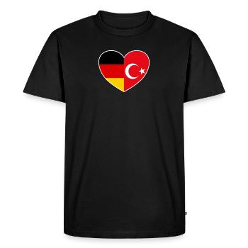 Germany - Turkey - Heart - Men's Premium Organic T-Shirt - black - Front - Nico (187cm)