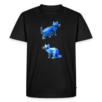Blue Polygon Cat Duo - Men's Premium Organic T-Shirt - black - Front - Nico (187cm)
