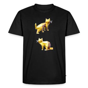 Golden Polygon Cats Facet Art - Men's Premium Organic T-Shirt - black - Front - Nico (187cm)