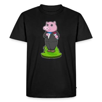 Pig Groom Suit Wedding - Men's Premium Organic T-Shirt - black - Front - Nico (187cm)