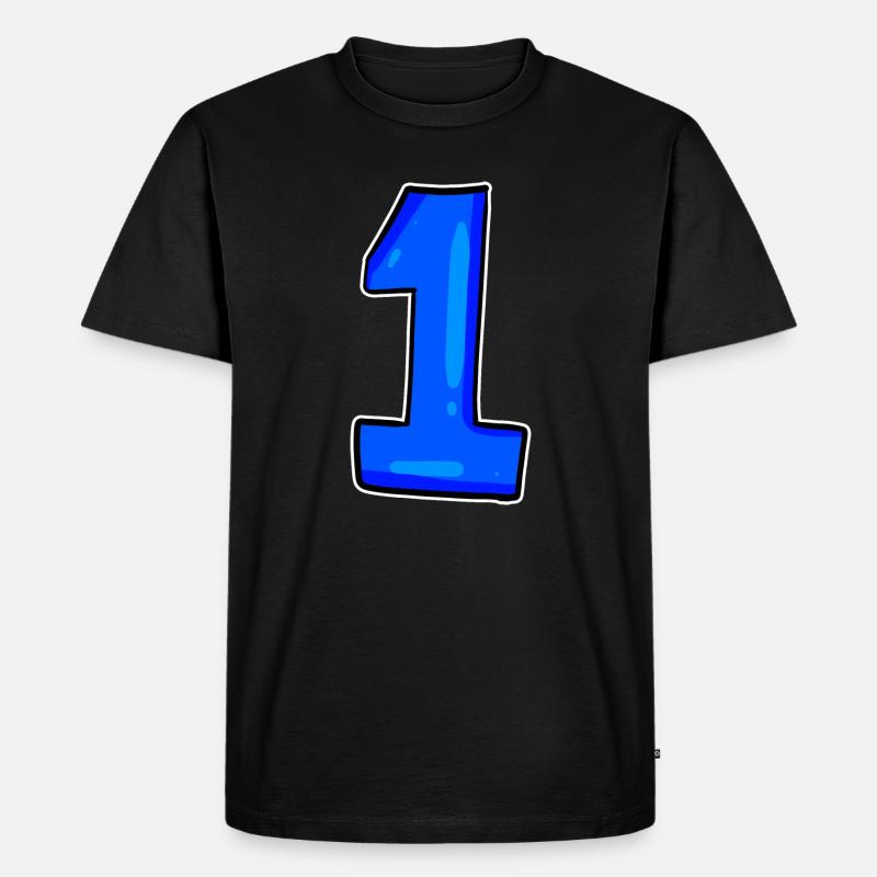 1 blau - Männer Premium Bio T-Shirt - Schwarz