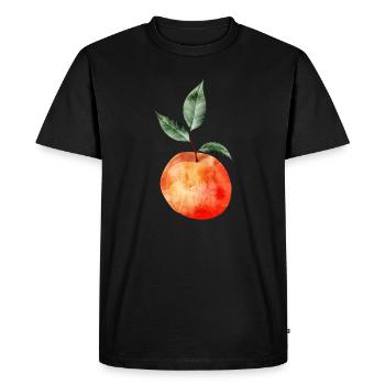 Pêche rougeoyante avec illustration de feuilles - T-shirt Premium bio Homme - noir - Devant - Nico (187cm)