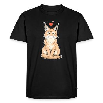 Lynx avec cœur – Sauvage et affectueux - T-shirt Premium bio Homme - noir - Devant - Nico (187cm)