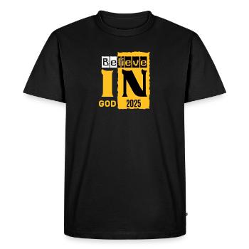 Graphique Croyant en Dieu 2026 - T-shirt Premium bio Homme - noir - Devant - Nico (187cm)