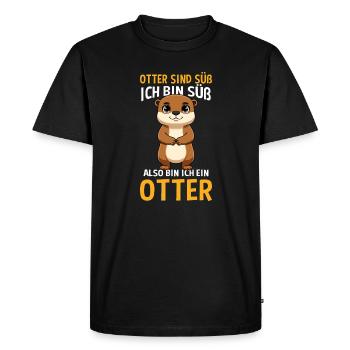 Les loutres sont mignonnes Je suis mignonne donc je suis une loutre - T-shirt Premium bio Homme - noir - Devant - Nico (187cm)
