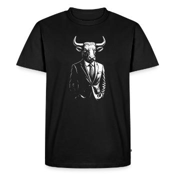 Taureau en costume : emblème monochrome audacieux - T-shirt Premium bio Homme - noir - Devant - Nico (187cm)