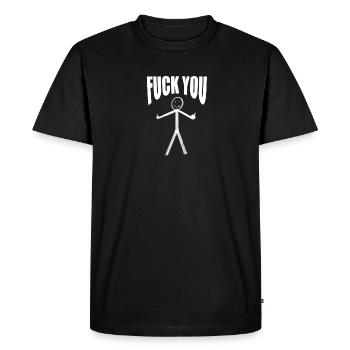 Fuck you stick figure avec le majeur - T-shirt Premium bio Homme - noir - Devant - Nico (187cm)