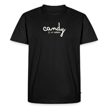 LES BONBONS SONT MON HÉROÏNE - T-shirt Premium bio Homme - noir - Devant - Nico (187cm)