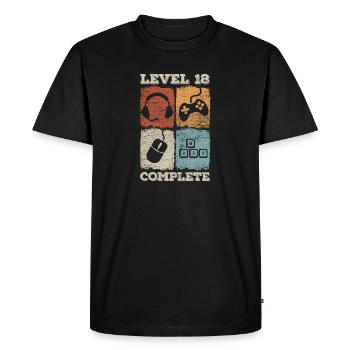 18ème anniversaire Level Complete Gaming - T-shirt Premium bio Homme - noir - Devant - Nico (187cm)