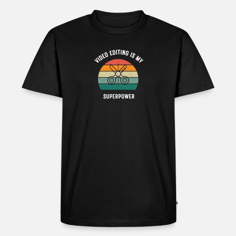 Cutter Video | Superpower - Männer Premium Bio T-Shirt - Schwarz