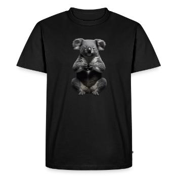 Koala en prière - T-shirt Premium bio Homme - noir - Devant - Nico (187cm)