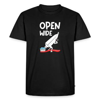 Ouvrir tout grand - T-shirt Premium bio Homme - noir - Devant - Nico (187cm)