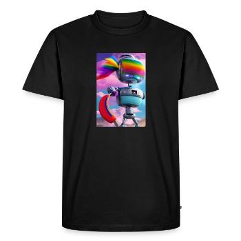 cute science fiction robot with rainbow head - Men's Premium Organic T-Shirt - black - Front - Nico (187cm)