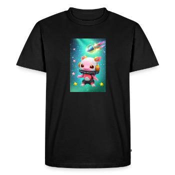 Mignon bébé Axolotl dans l’espace - T-shirt Premium bio Homme - noir - Devant - Nico (187cm)