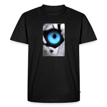 black and white lion with blue eyes LEFT EYE - Men's Premium Organic T-Shirt - black - Front - Nico (187cm)