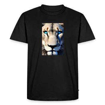 Lion noir et blanc aux yeux bleus - T-shirt Premium bio Homme - noir - Devant - Nico (187cm)