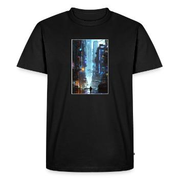 ville futuriste Science Fiction Dystopian - T-shirt Premium bio Homme - noir - Devant - Nico (187cm)