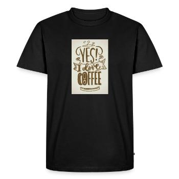 Coffee Yes I Love Coffee Coffeelovers 005 - Men's Premium Organic T-Shirt - black - Front - Nico (187cm)