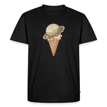 Ice planet Saturn - Men's Premium Organic T-Shirt - black - Front - Nico (187cm)