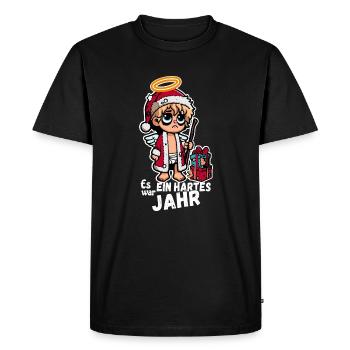 Drôle d’enfant Jésus disant - T-shirt Premium bio Homme - noir - Devant - Nico (187cm)