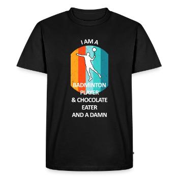 Badminton Badminton Badminton Player Chocolat - T-shirt Premium bio Homme - noir - Devant - Nico (187cm)