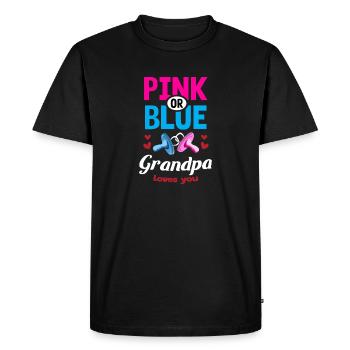 Grand-père rose ou bleu vous aime Gender Reveal Party - T-shirt Premium bio Homme - noir - Devant - Nico (187cm)