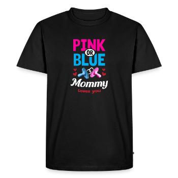 Maman rose ou bleue vous aime Gender Reveal Party - T-shirt Premium bio Homme - noir - Devant - Nico (187cm)