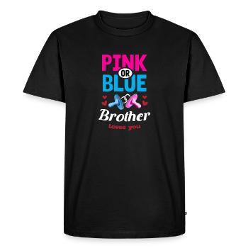 Pink or Blue Brother Loves You Gender Reveal Party - Men's Premium Organic T-Shirt - black - Front - Nico (187cm)