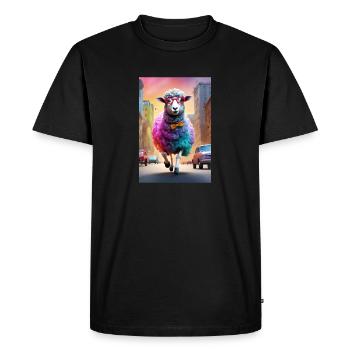 Moutons à lunettes dans la ville - T-shirt Premium bio Homme - noir - Devant - Nico (187cm)