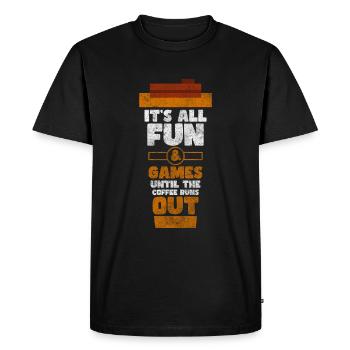Matin grouch petit déjeuner cappuccino énergie - T-shirt Premium bio Homme - noir - Devant - Nico (187cm)