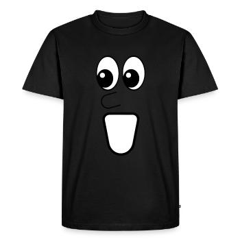 Surprised Face Expression Emoji - Men's Premium Organic T-Shirt - black - Front - Nico (187cm)