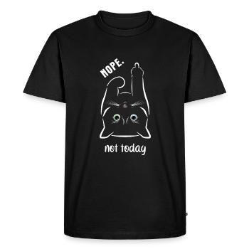 Nope. Not Today - Katze mit Mittelfinger - Männer Premium Bio T-Shirt - Schwarz - Vorne - Nico (187cm)