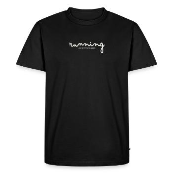 NE COURIR QUE SI C’EST À LA BOULANGERIE - T-shirt Premium bio Homme - noir - Devant - Nico (187cm)