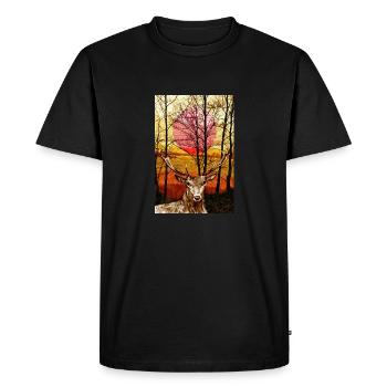 cerf - T-shirt Premium bio Homme - noir - Devant - Nico (187cm)