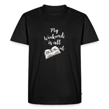 Mon week-end est tout dit ringard dire - T-shirt Premium bio Homme - noir - Devant - Nico (187cm)