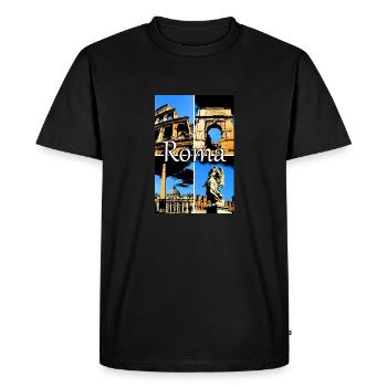 Roma collage bande dessinée signe lettrage - T-shirt Premium bio Homme - noir - Devant - Nico (187cm)